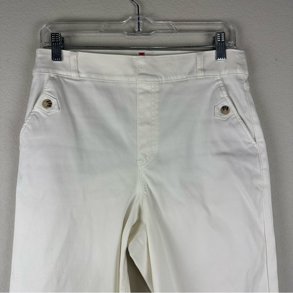 Spanx White Shaping Stretch Twill Cropped Wide Leg Pants Size Large - Picture 2 of 8